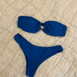 Blue Bandeau Bikini Set